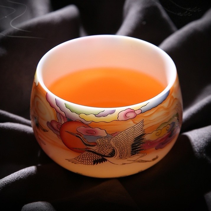 Colourful Crane Coffee & Tea Cup (White)