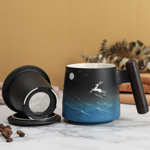 Moonlight & Elk Coffee & Tea Mug (Black & Blue)