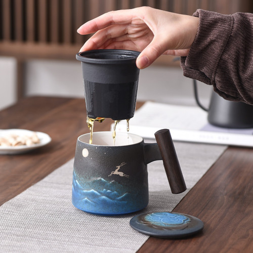 Moonlight & Elk Coffee & Tea Mug (Black & Blue)
