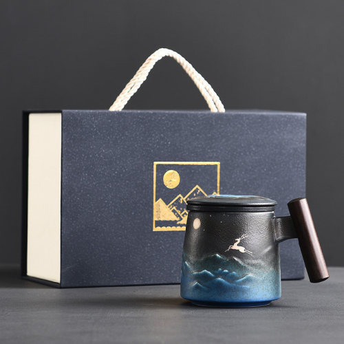 Moonlight & Elk Coffee & Tea Mug (Black & Blue)