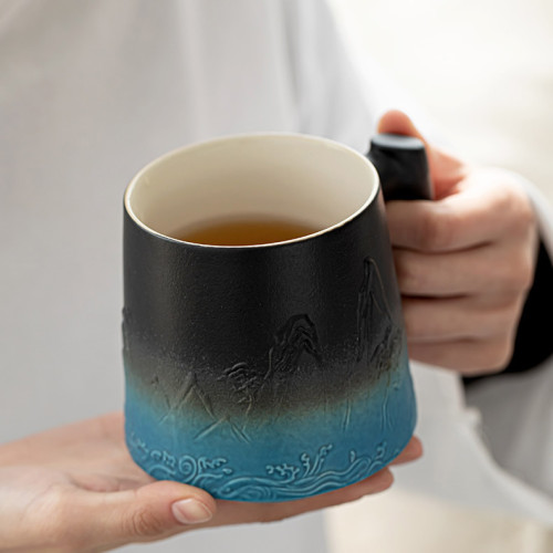 Welcome pine mug ceramic tea cup with lid water cup cup office & tea mug large capacity