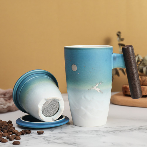 Moonlight & Elk High Style Coffee & Tea Mug (Blue & White)