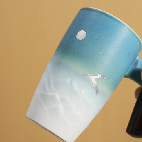 Moonlight & Elk High Style Coffee & Tea Mug (Blue & White)