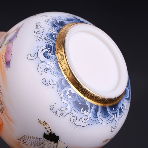 Colourful Crane Coffee & Tea Cup (White)