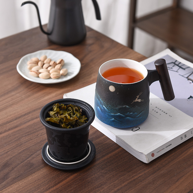 Moonlight & Elk Coffee & Tea Mug (Black & Blue)