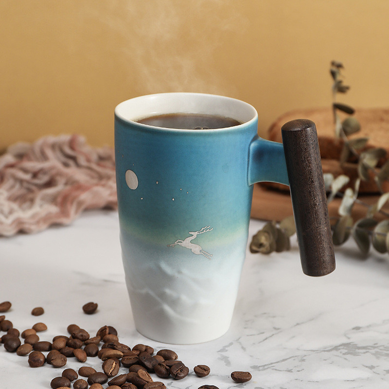 Moonlight & Elk High Style Coffee & Tea Mug (Blue & White)