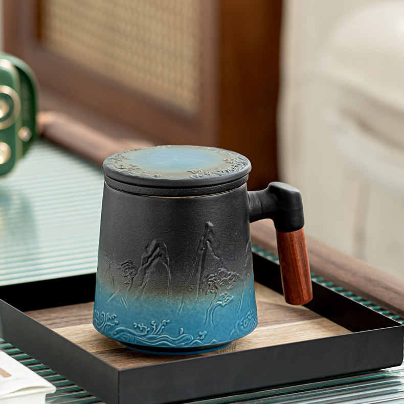 Welcome pine mug ceramic tea cup with lid water cup cup office & tea mug large capacity