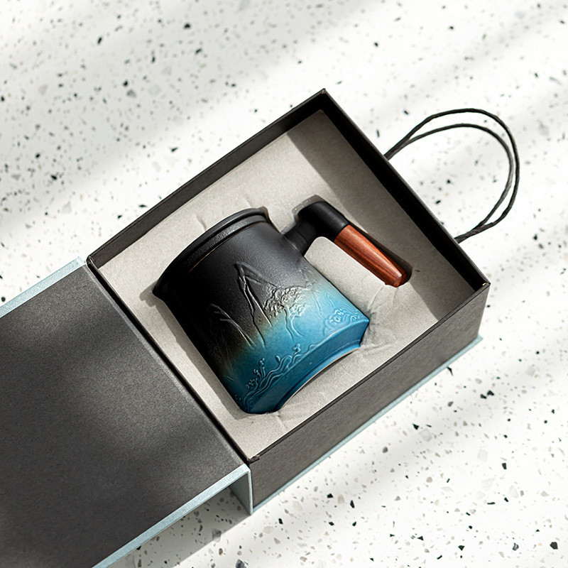 Welcome pine mug ceramic tea cup with lid water cup cup office & tea mug large capacity