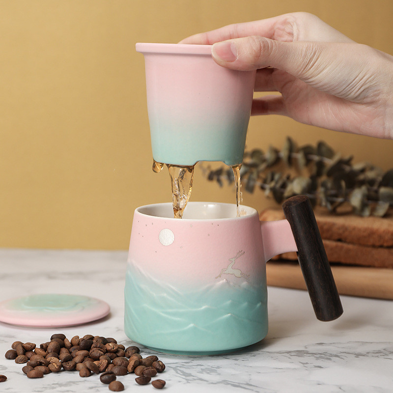Moonlight & Elk Coffee & Tea Mug (Pink & Blue)