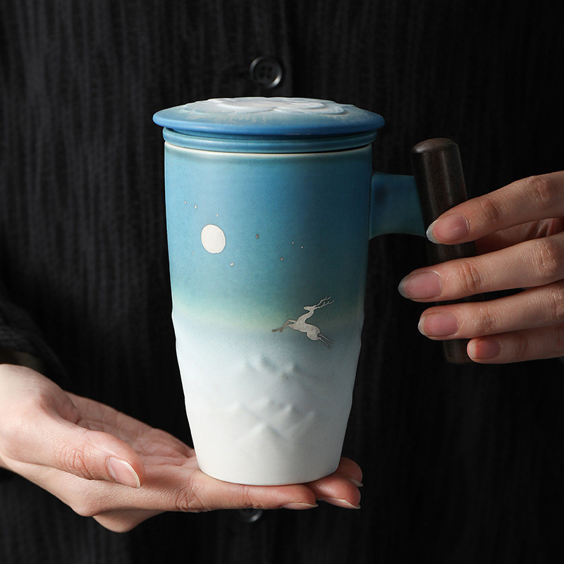 Moonlight & Elk High Style Coffee & Tea Mug (Blue & White)