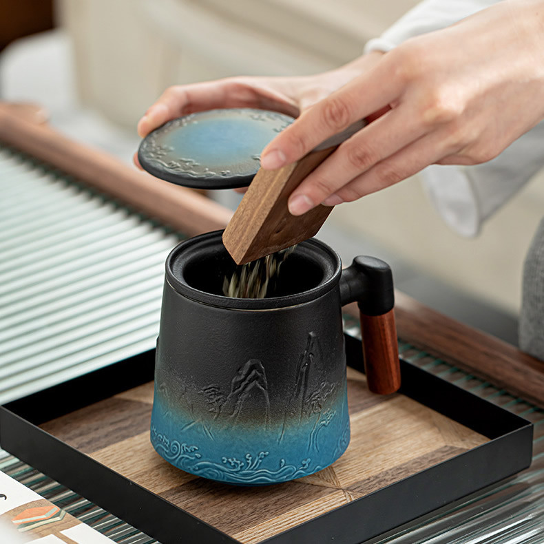 Welcome pine mug ceramic tea cup with lid water cup cup office & tea mug large capacity