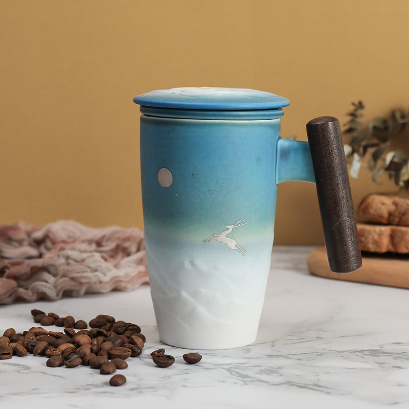Moonlight & Elk High Style Coffee & Tea Mug (Blue & White)