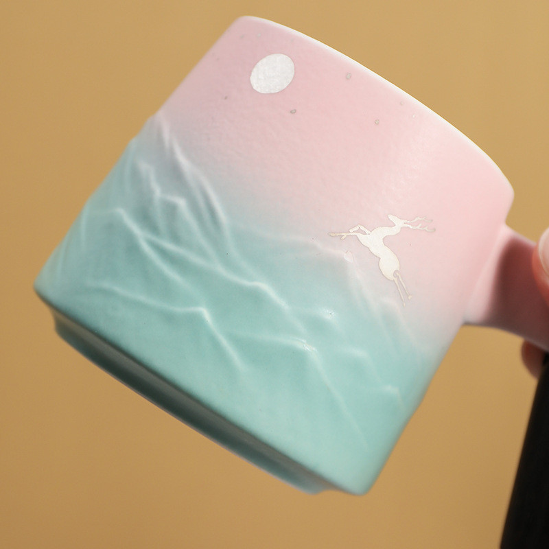 Moonlight & Elk Coffee & Tea Mug (Pink & Blue)