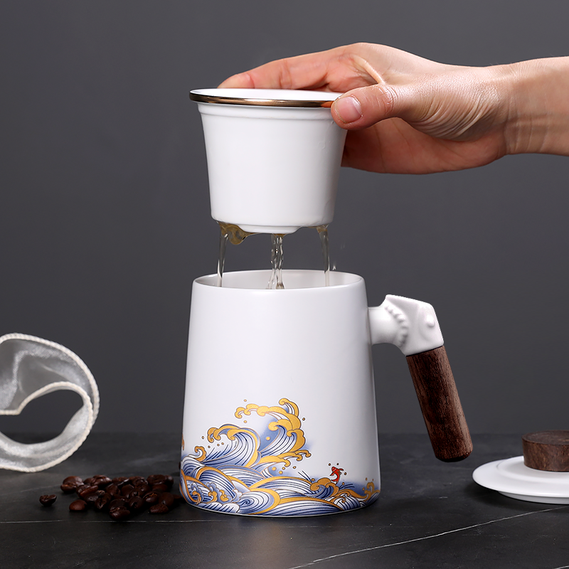 White Golden Waves Coffee & Tea Mug